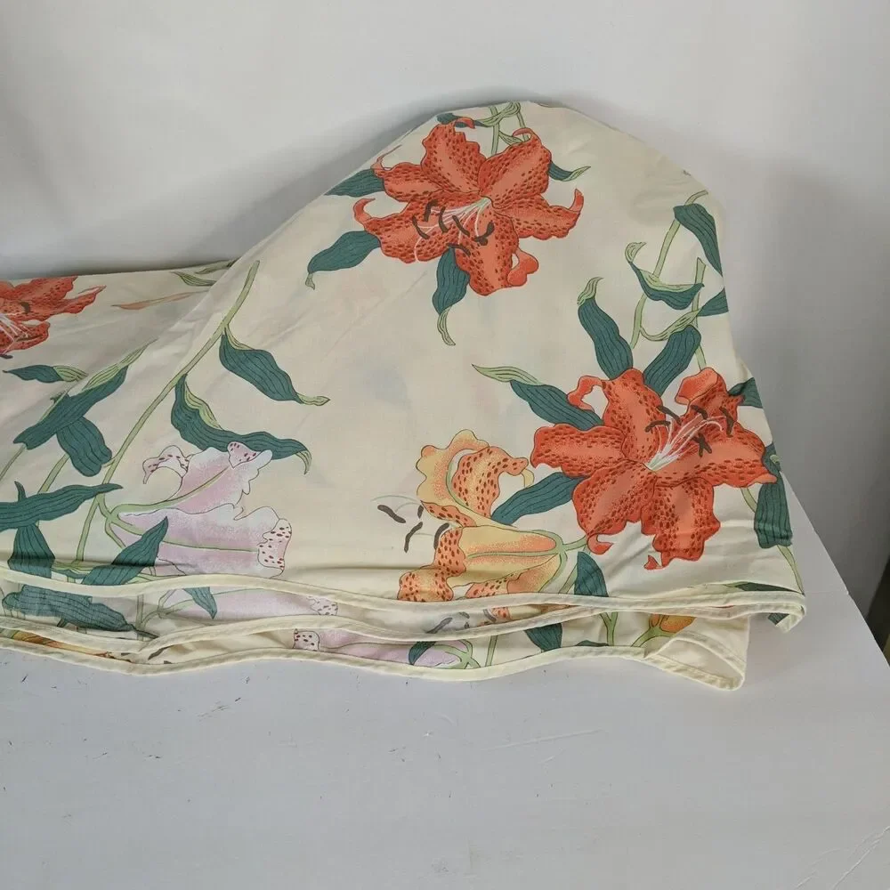 Wamsutta Supercale Plus King Flat Tiger Lily Sheet 108 x 102 Scalloped Edge USA
